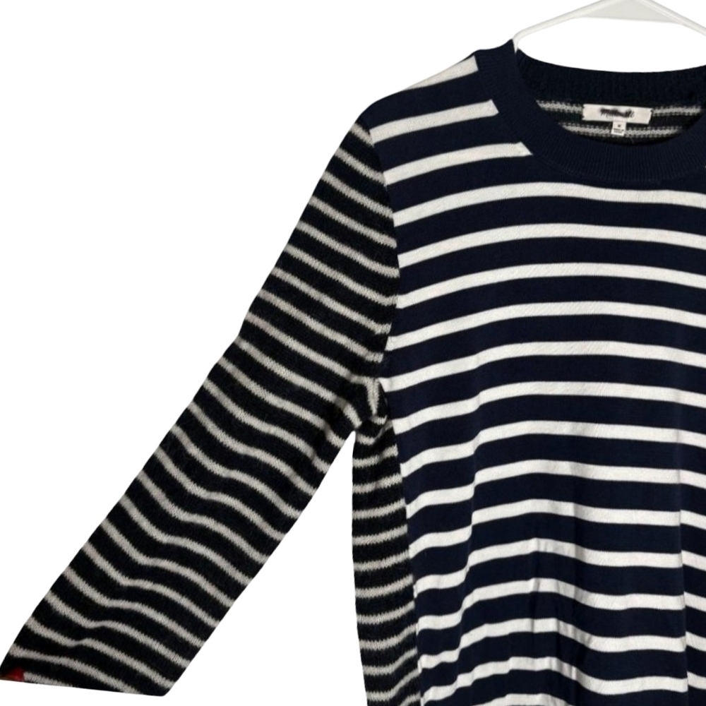 Madewell Mixed-Yarn Striped Sweater Women's Size Small  Navy Blue NWT - Picture 9 of 10